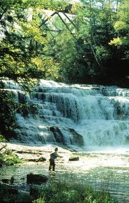 Fisherman at Agate Waterfalls.