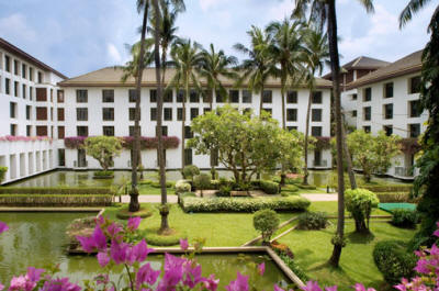 The gardens at the Sukhothai Hotel.